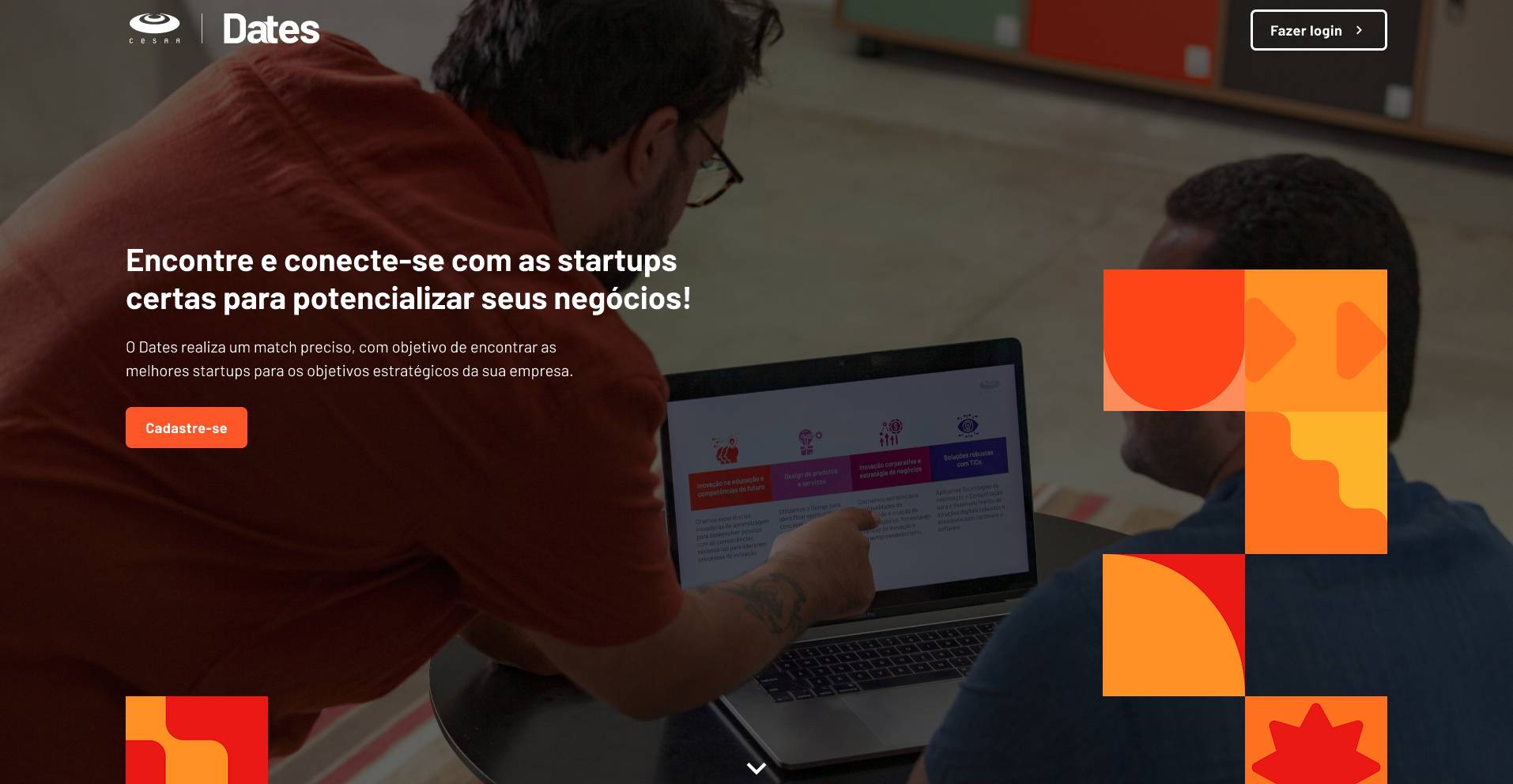 da.tes home page — desktop view with matches dashboard